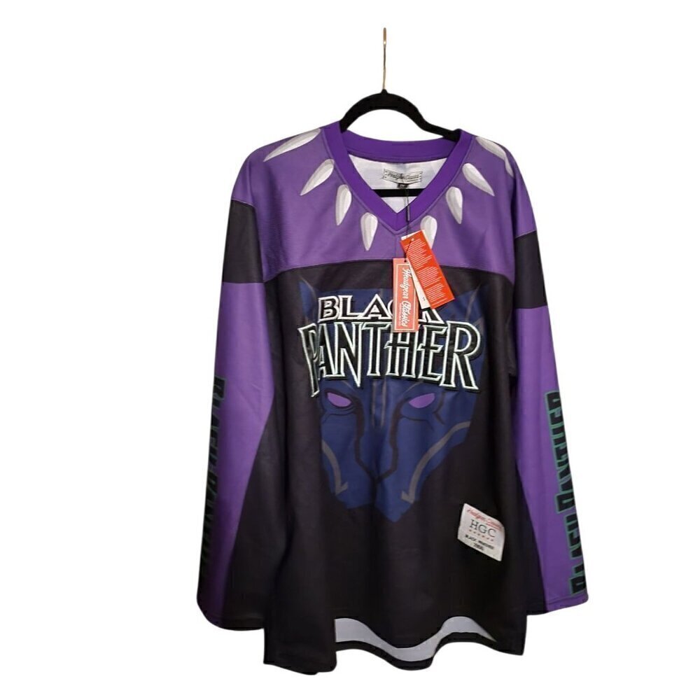 Black Panther Marvel Comics Men's Headgear Classics Embroidered Hockey Jersey